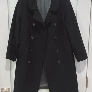 J. Crew 100% Wool Classic Black Double-Breasted Women's Peacoat